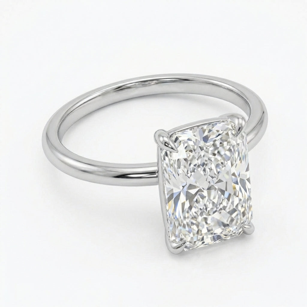 "Block" émeraude cut ring