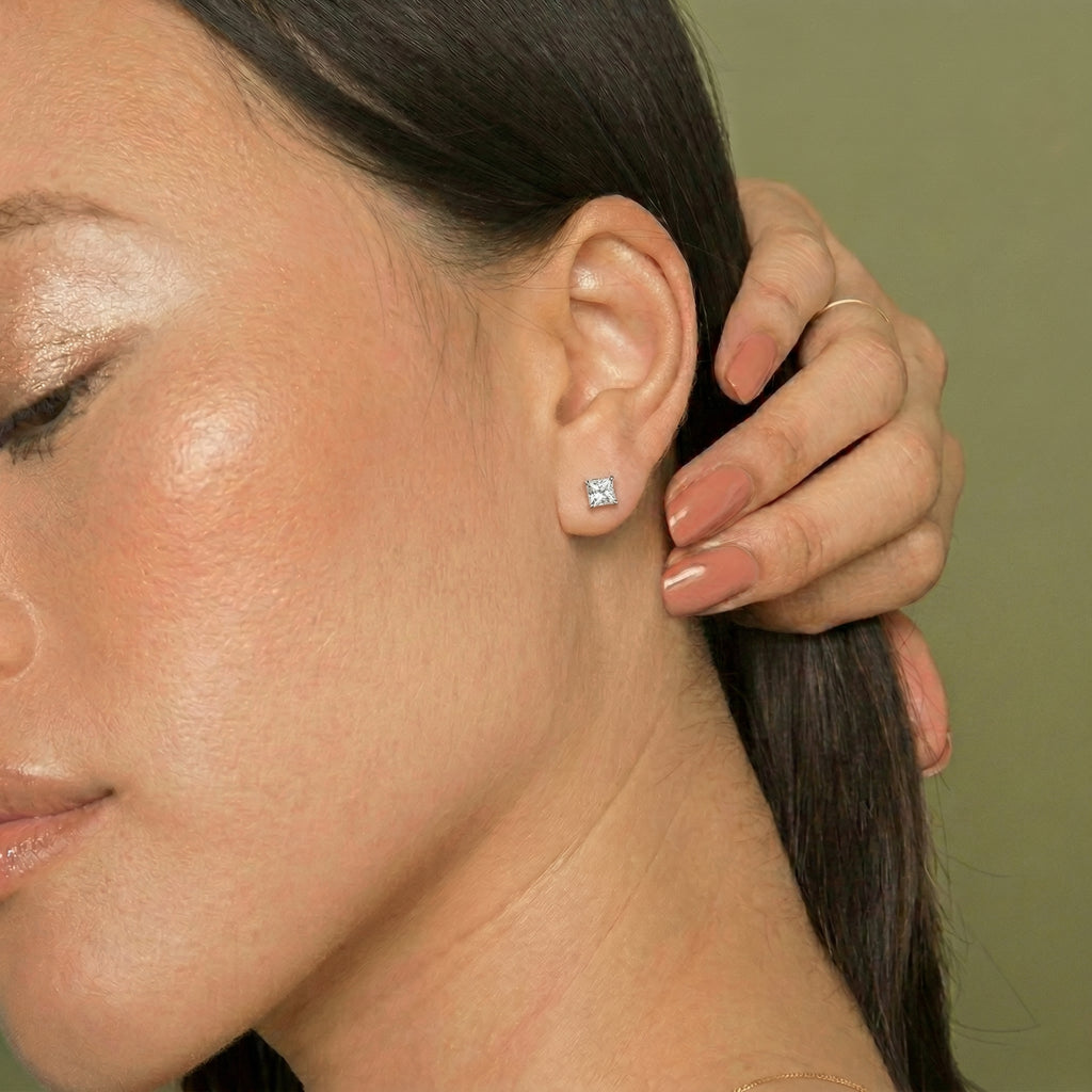 "Cube" princess cut earrings