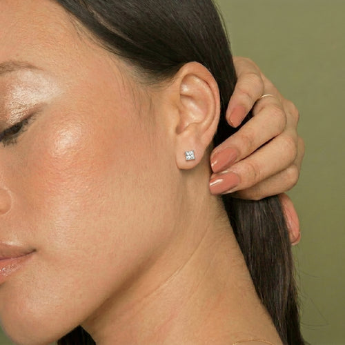 "Cube" princess cut earrings
