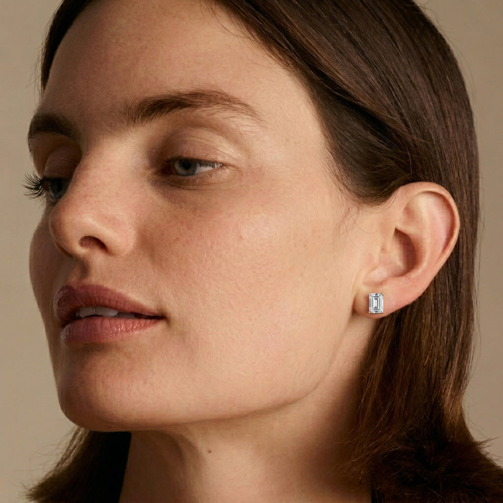 "Block"  émeraude cut earrings