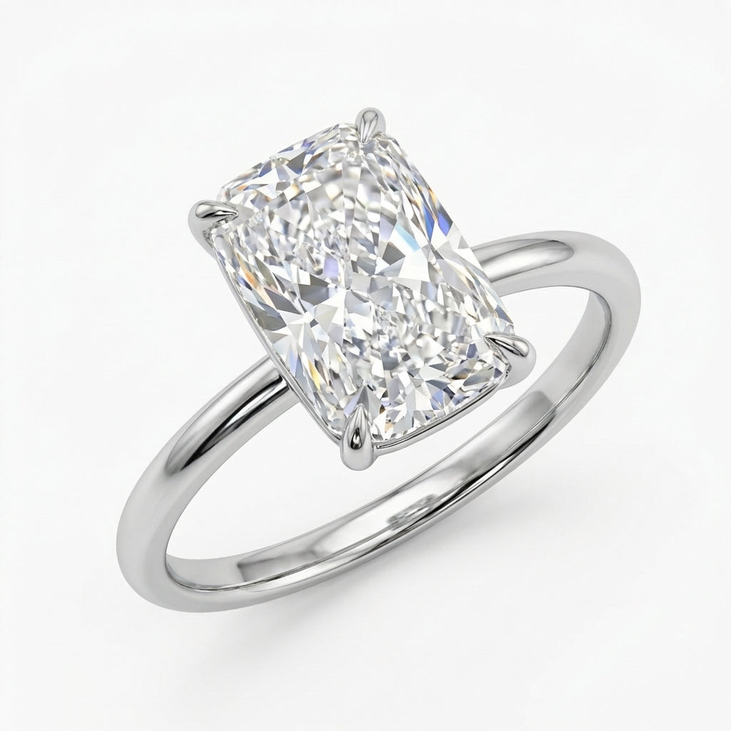 "Block" émeraude cut ring