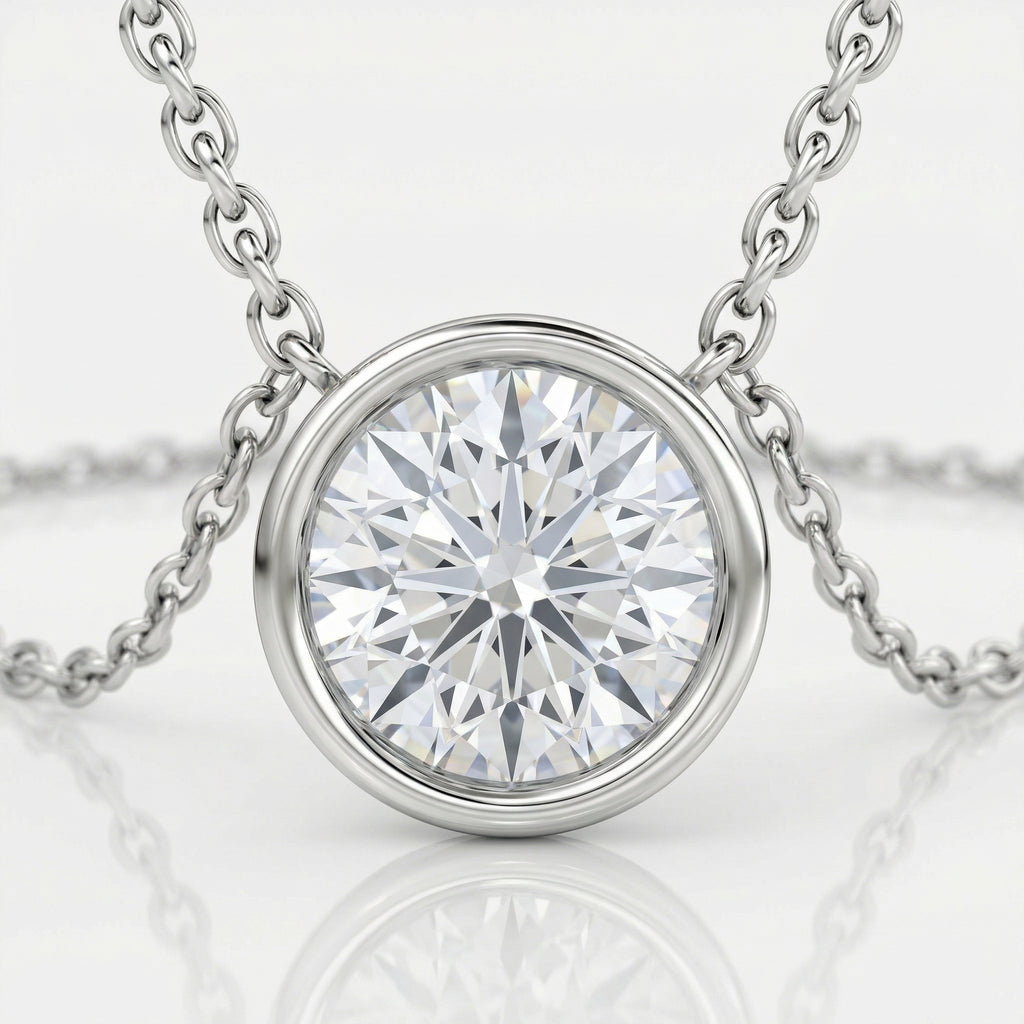 "Halo" solitaire pendant necklace