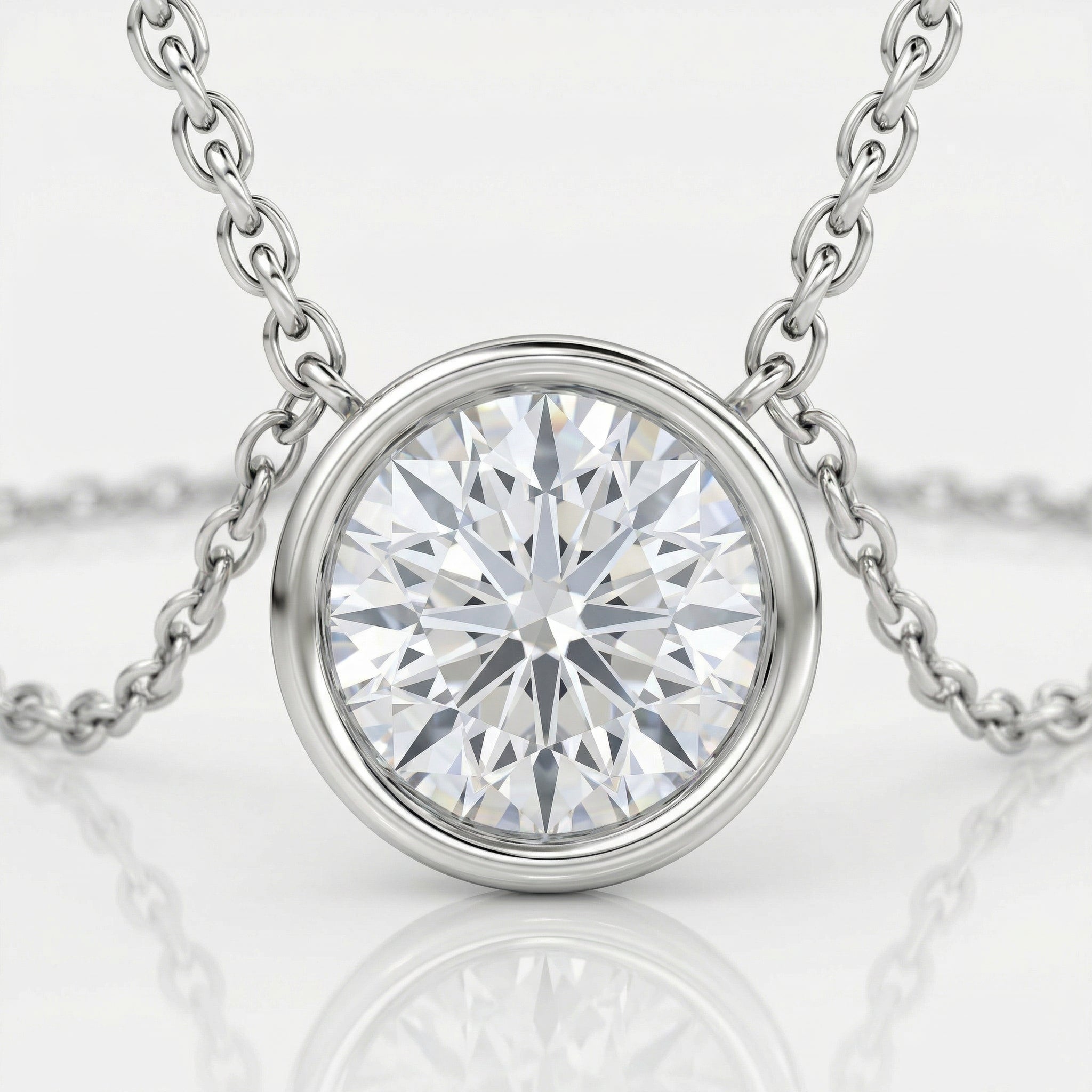 "Halo" solitaire pendant necklace