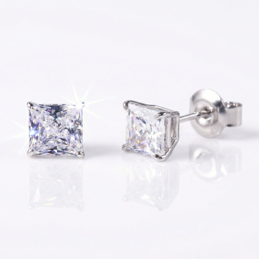 "Cube" princess cut earrings