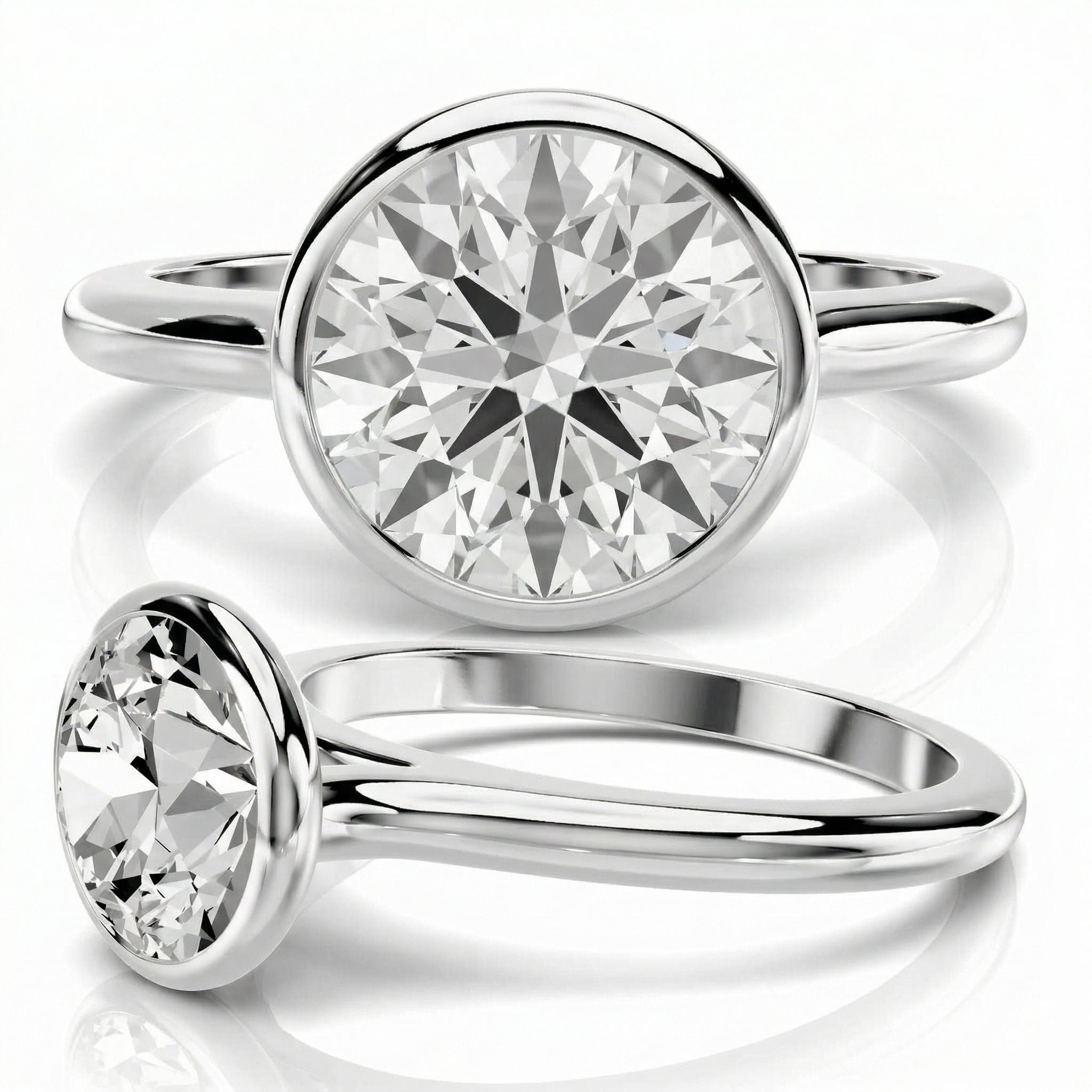 "Meteor" round cut ring